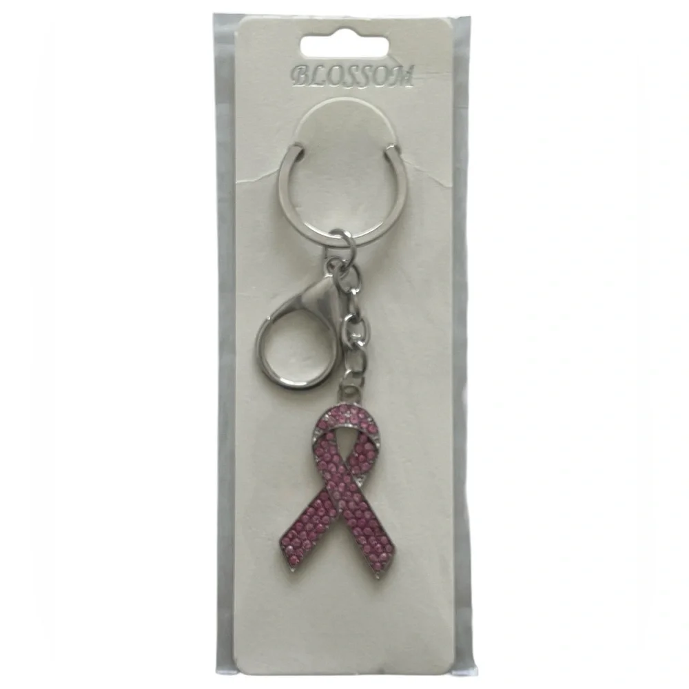 Blossom Breast Cancer Awareness Pink Ribbon Keychain